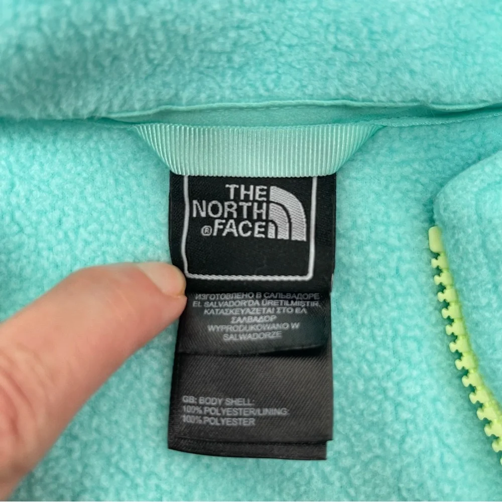 The North Face‎ Girls Jacket Size Large 14/16 Green Fleece Full Zip Long Sleeves